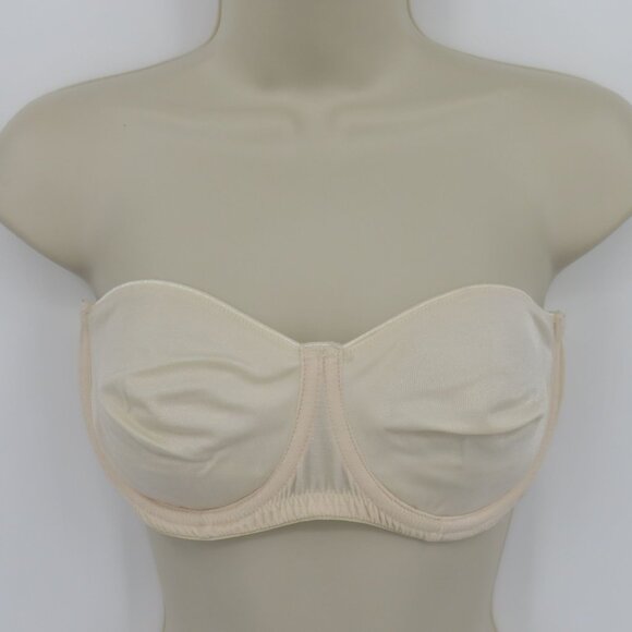 VTG Vanity Fair 36C Bra Style 74-072 Ivory Shimmer Strapless Underwire Unlined - Picture 1 of 16